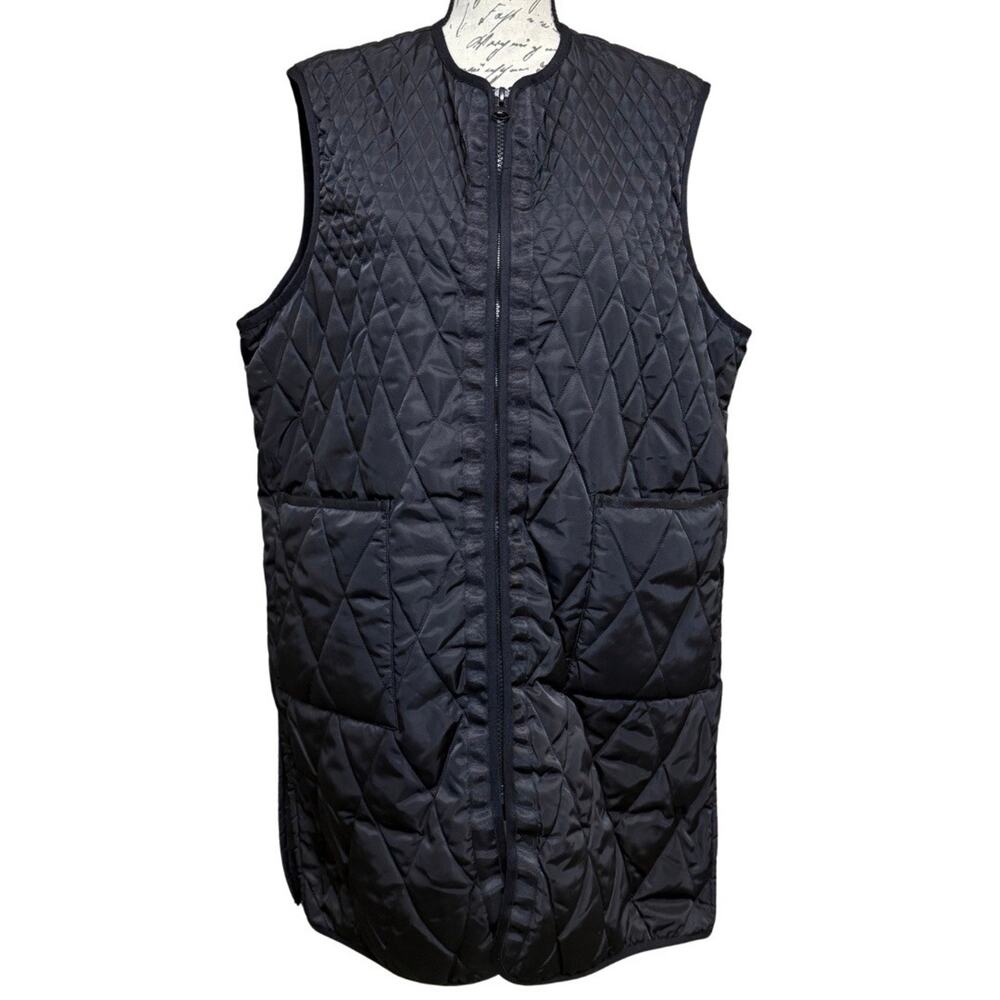 Rebecca Minkoff Longline Puffer Vest Size M Black Diamond Quilted Zip Front NWT